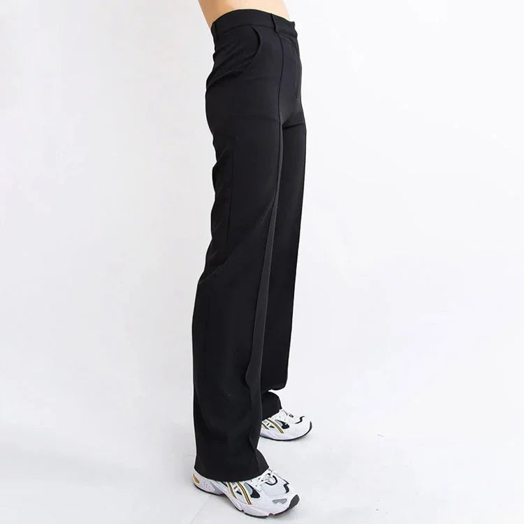 Pantalones rectos ajustados de tela elástica