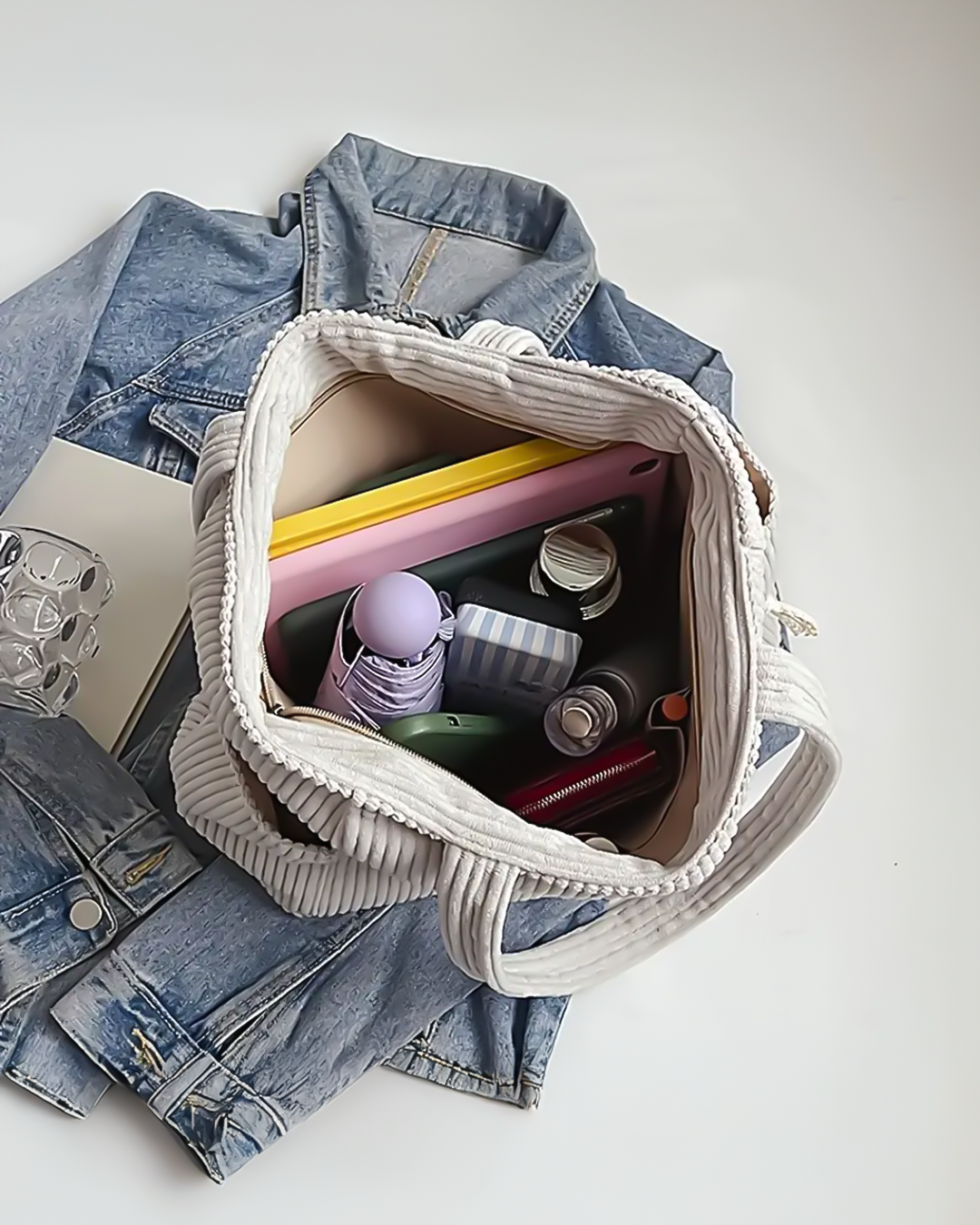 Irene | Bolsa de mano acanalada con detalle de cordón