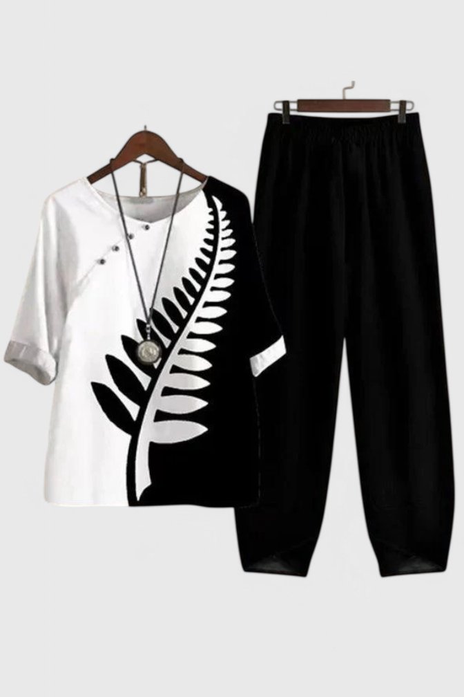 Conjunto Chic de Camisa y Pantalón con Estilo Relajado