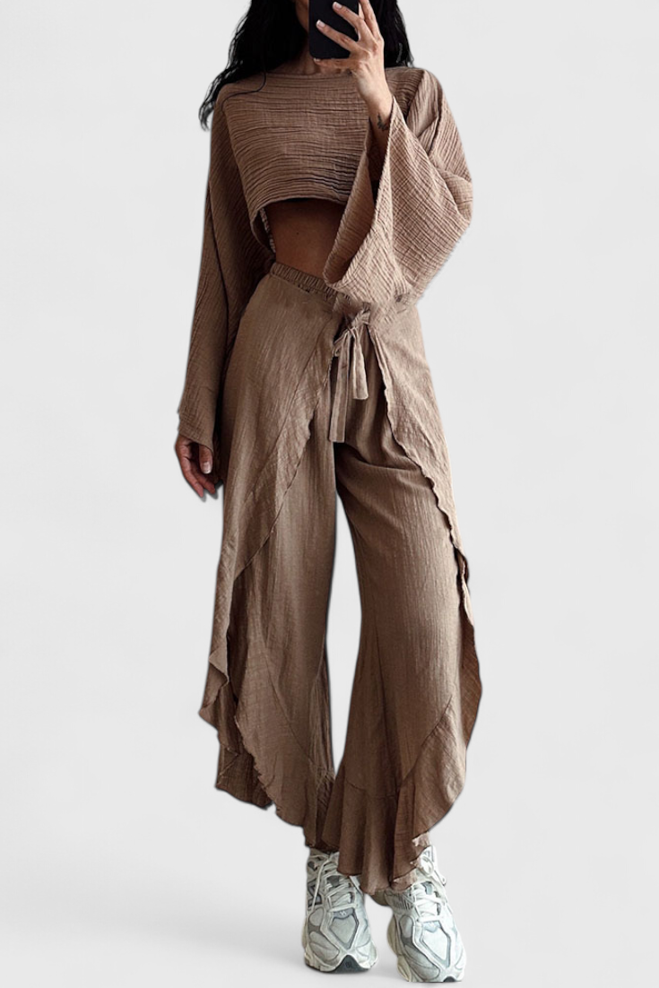 Conjunto Fluido con Kimono y Pantalón Cruzado