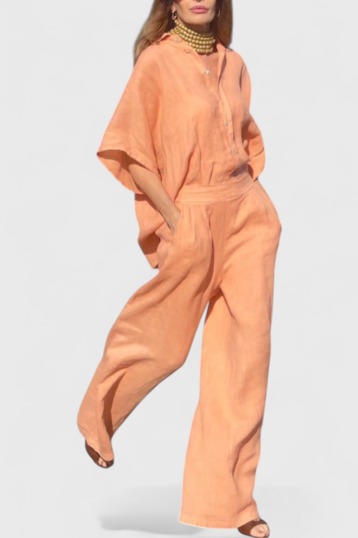 Conjunto Casual de Verano en Algodón-Lino