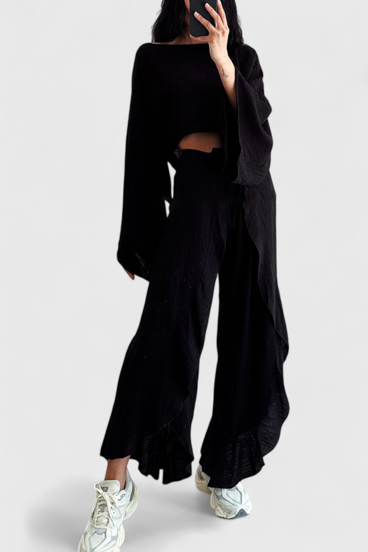 Conjunto Fluido con Kimono y Pantalón Cruzado