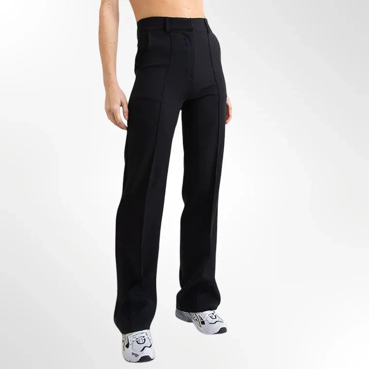 Pantalones rectos ajustados de tela elástica