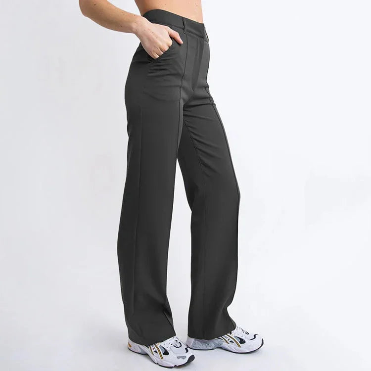 Pantalones rectos ajustados de tela elástica
