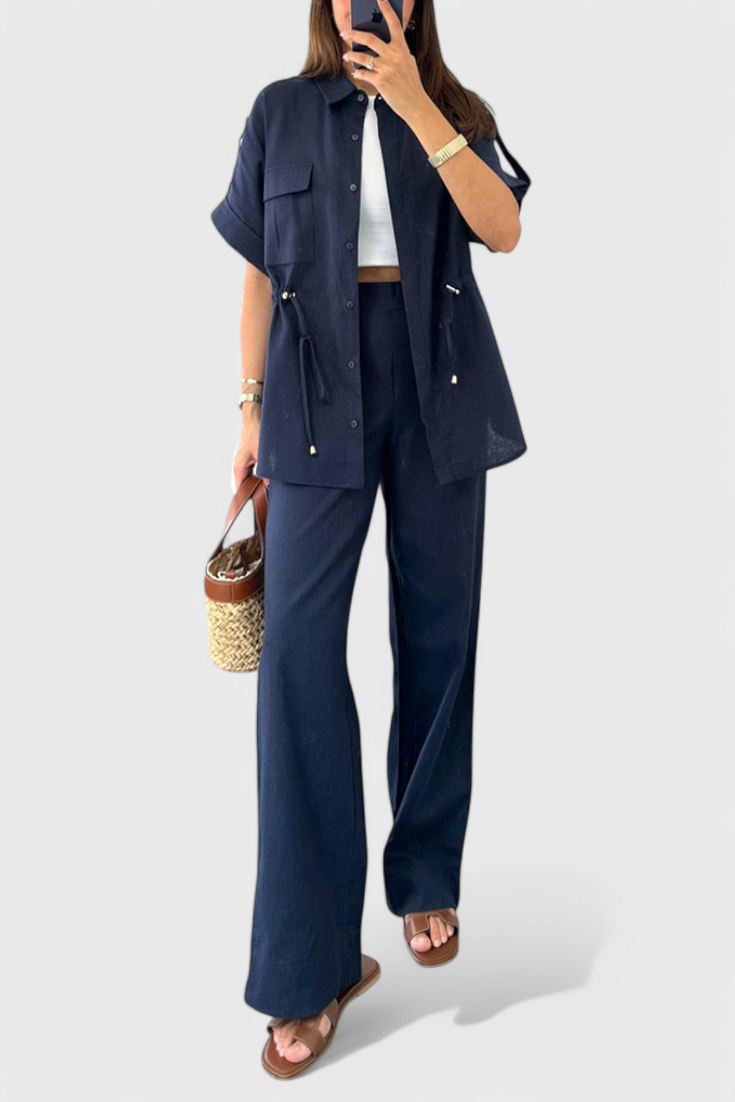 Conjunto de Camisa y Pantalones de Dos Piezas Relaxed
