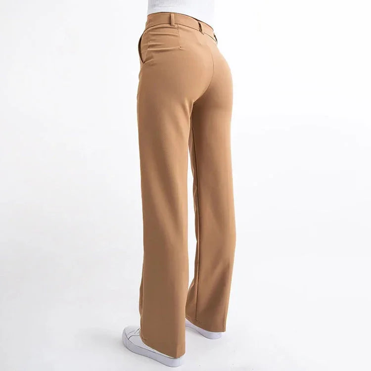 Pantalones rectos ajustados de tela elástica
