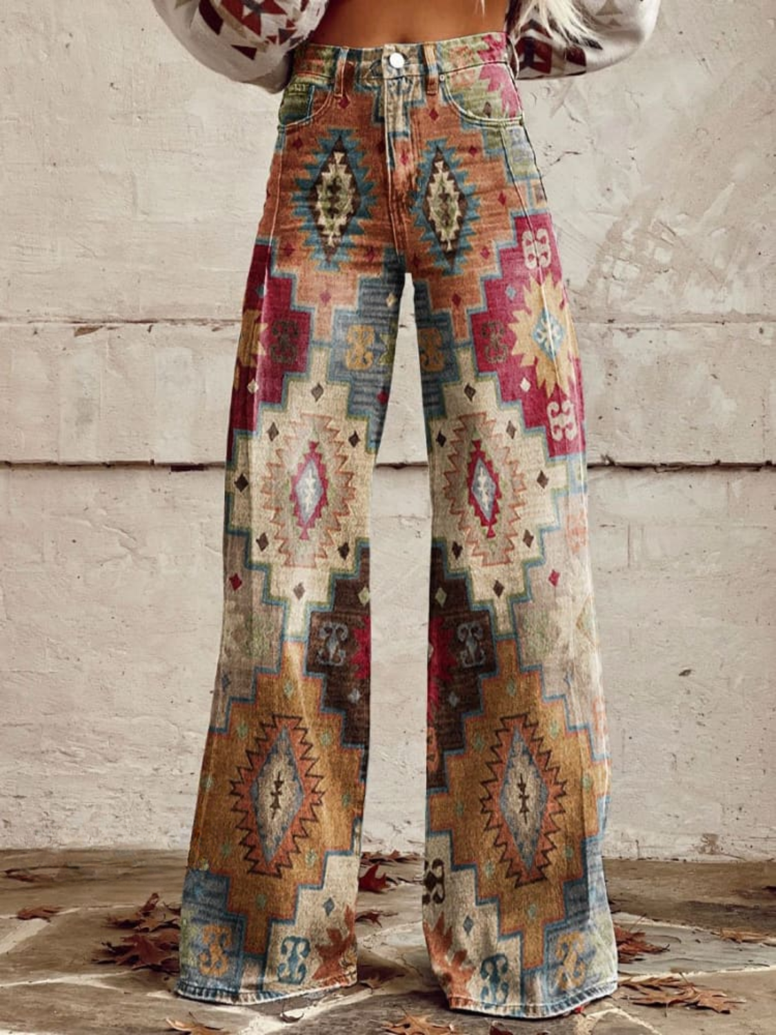 Pantalones Retro con Estampado de Espiga, Elegantes y Modernos