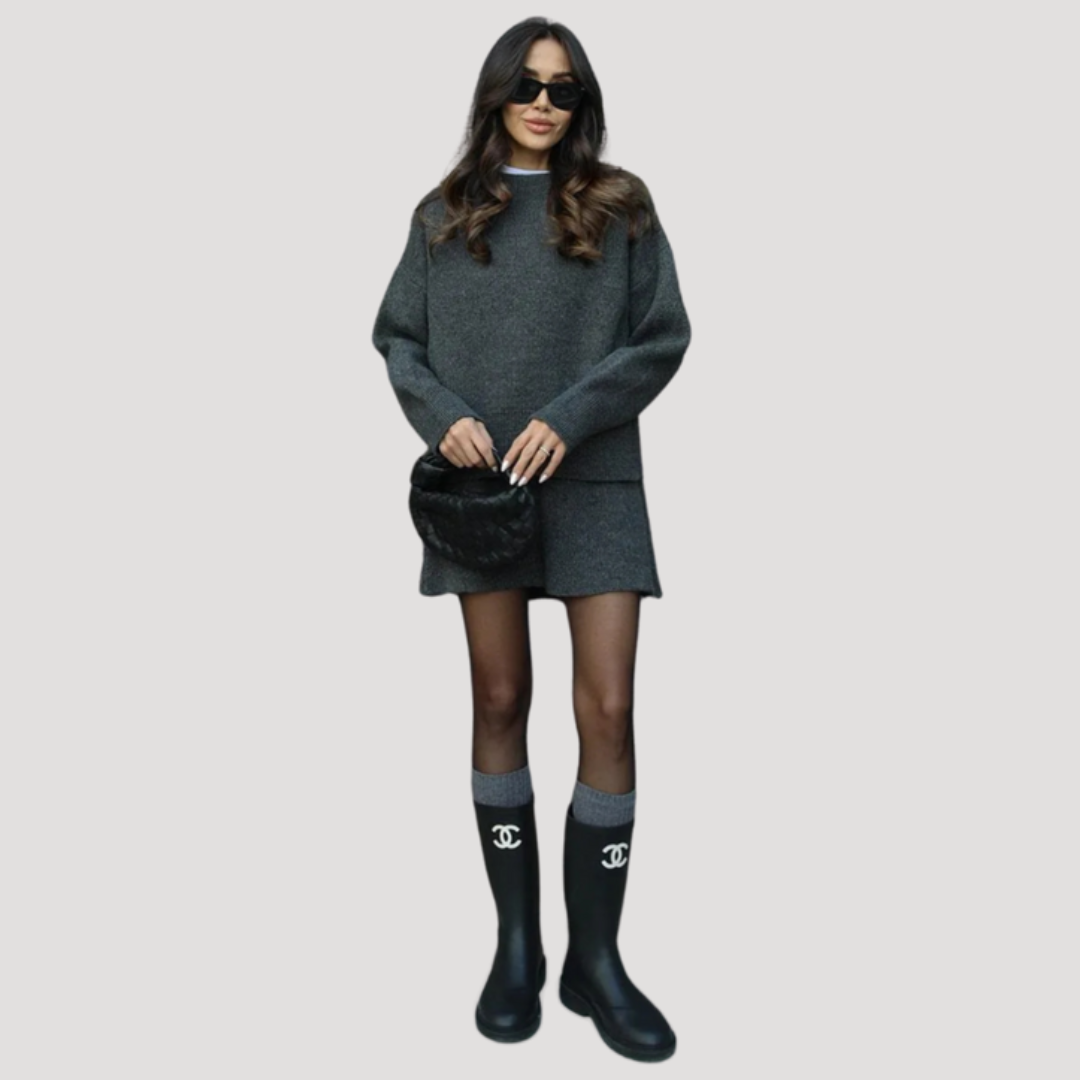 Clara  | Conjunto de falda de punto (Top + Falda)