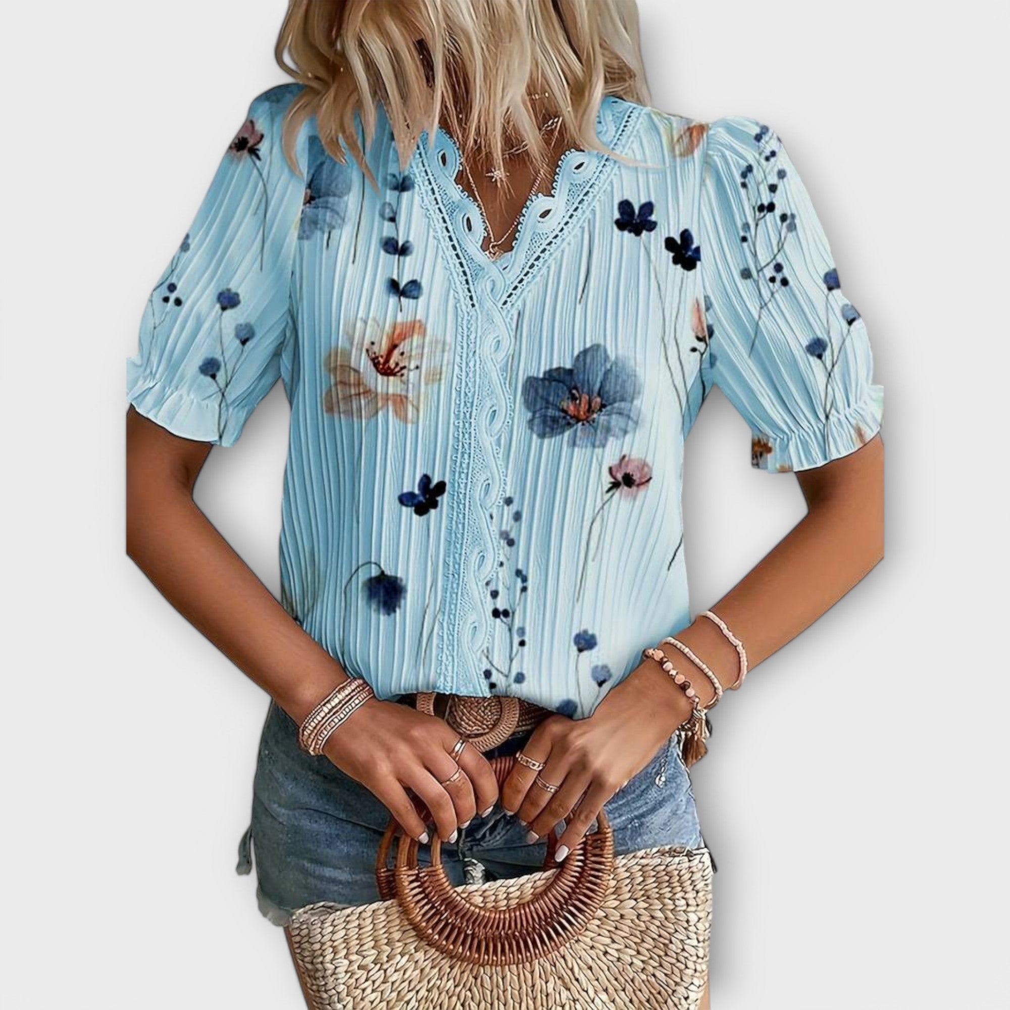 Blusa de Moda con Escote en V