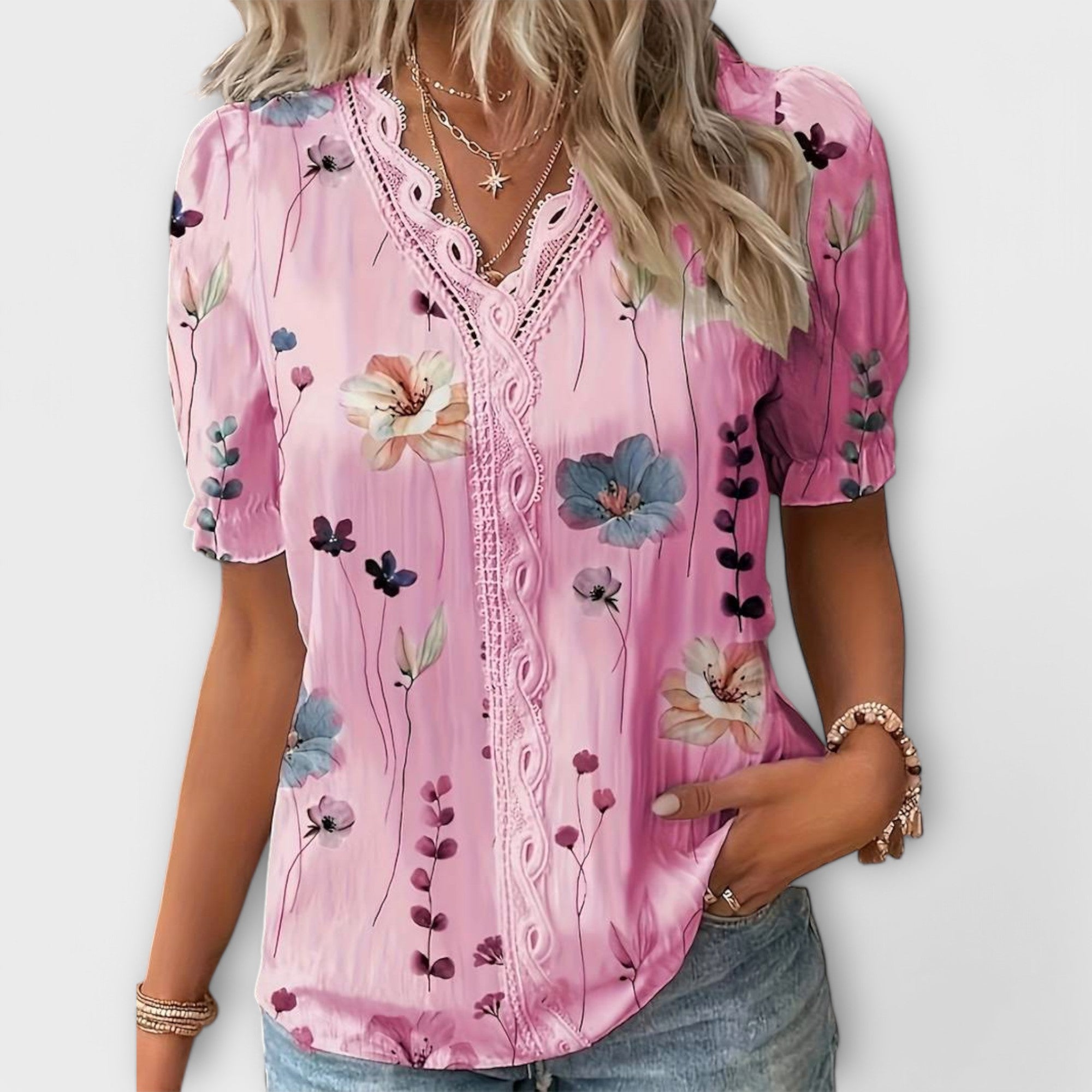 Blusa de Moda con Escote en V
