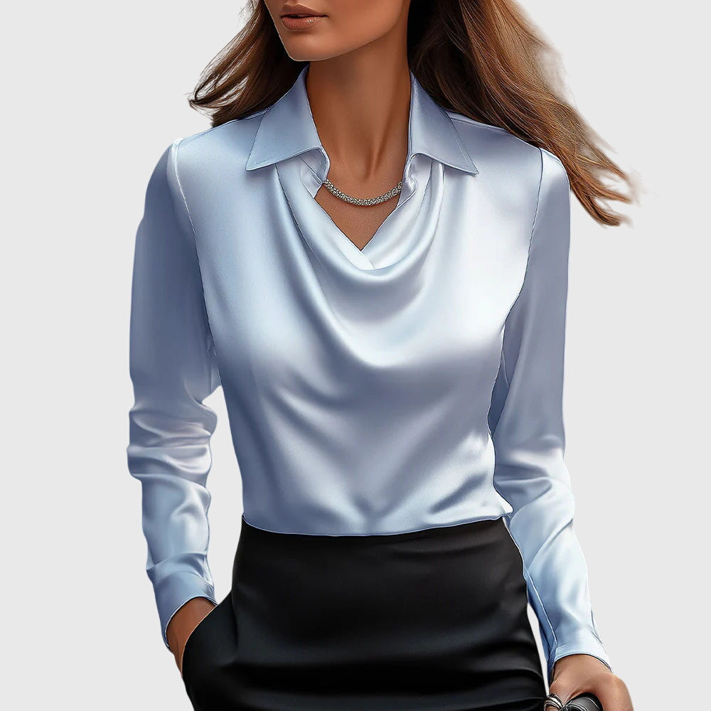 Antonia | Blusa con brillo lujoso y cuello plisado