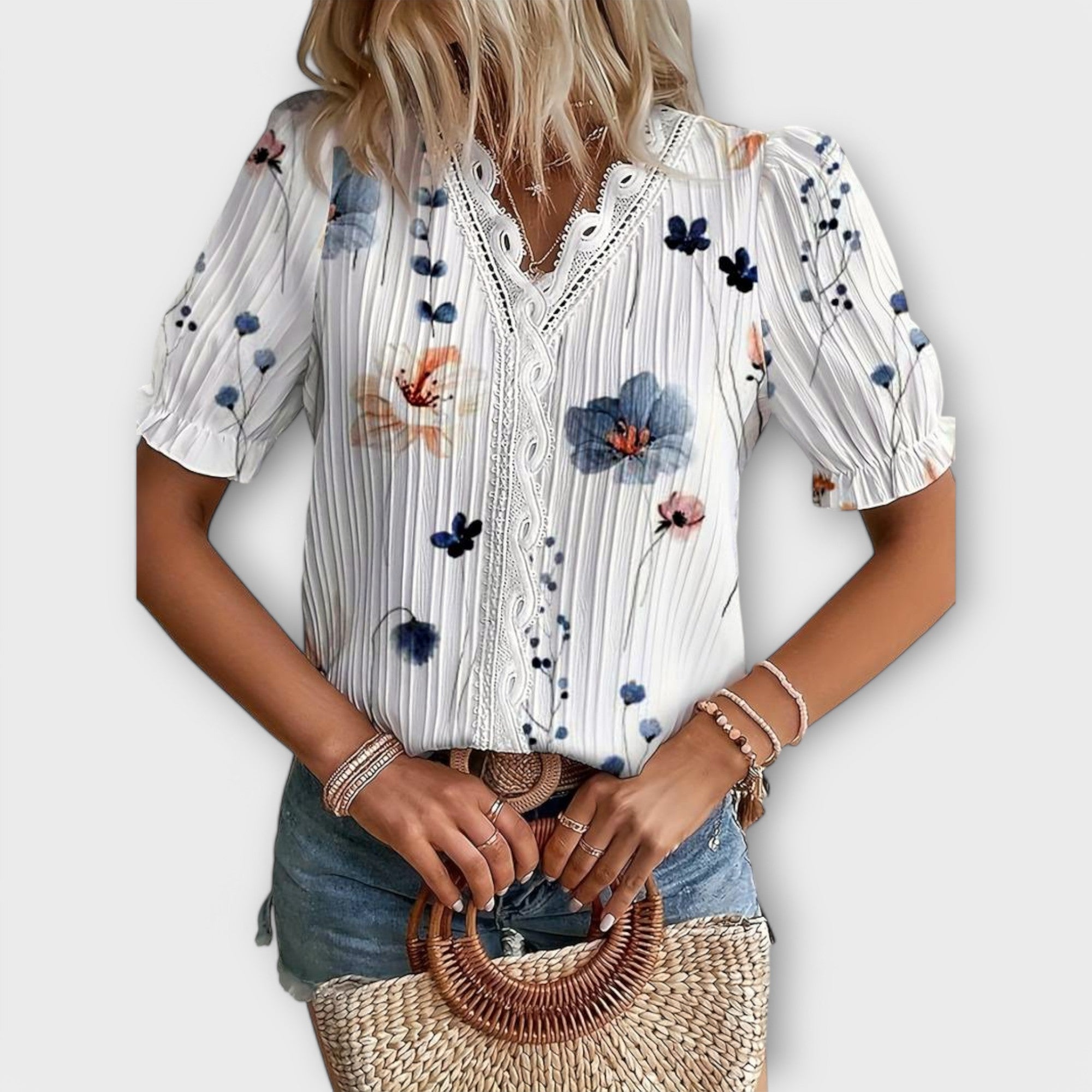 Blusa de Moda con Escote en V