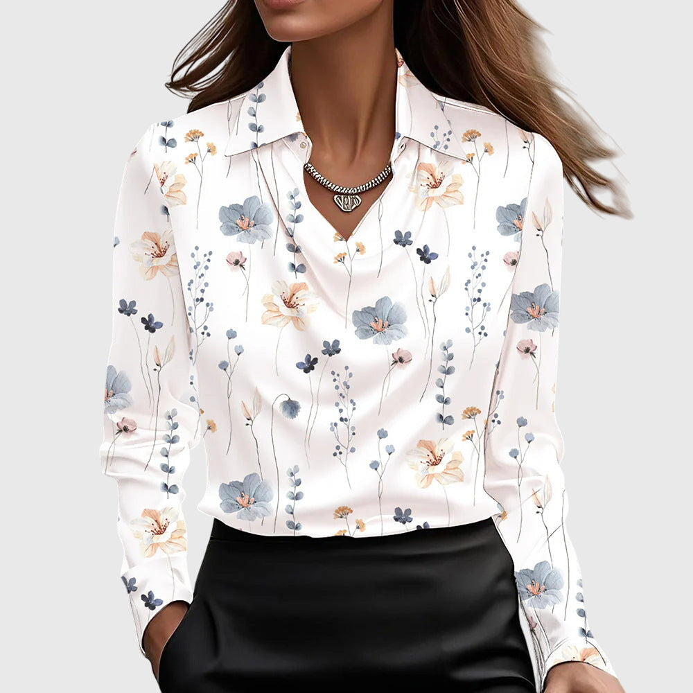 Antonia | Blusa con brillo lujoso y cuello plisado