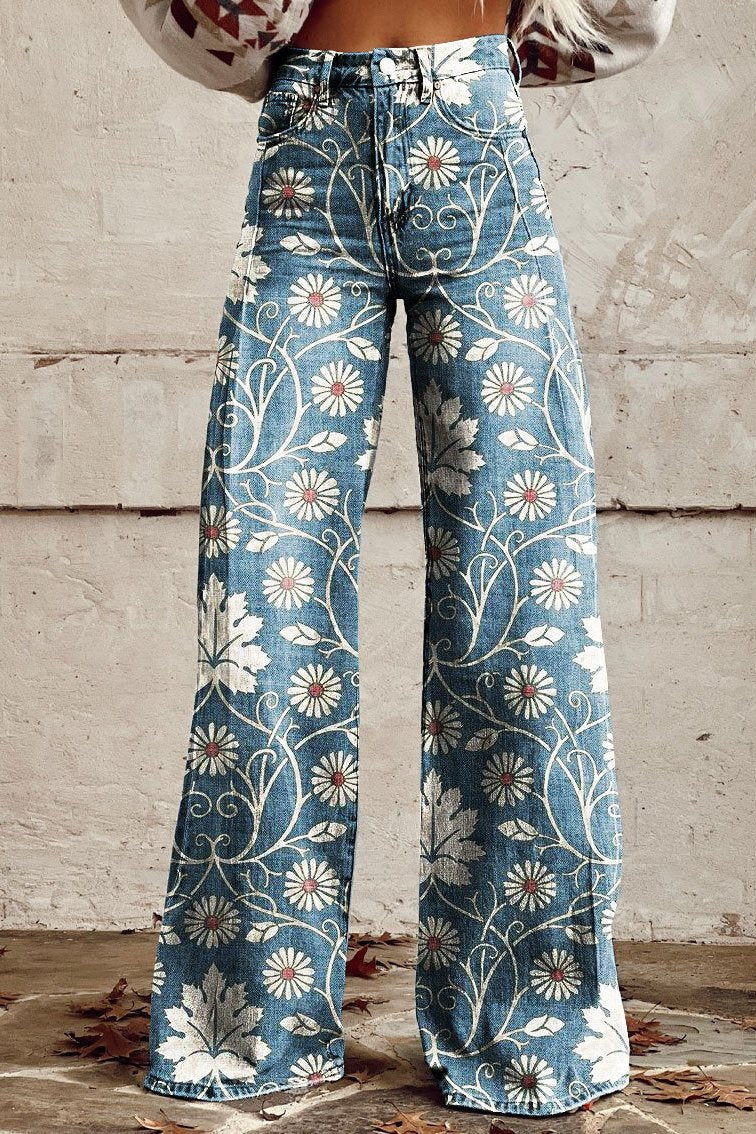 Pantalones Boho Elegantes con Estampado Floral