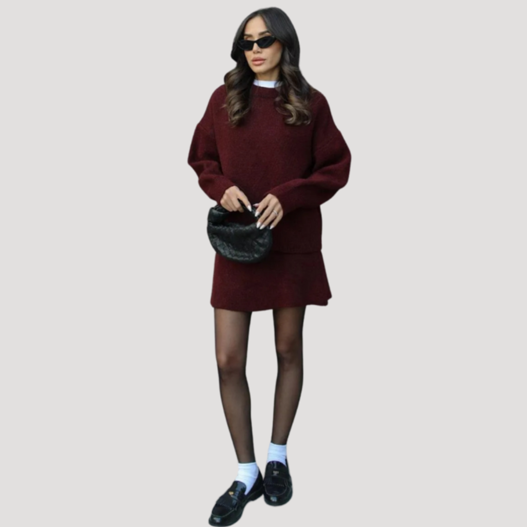 Clara  | Conjunto de falda de punto (Top + Falda)