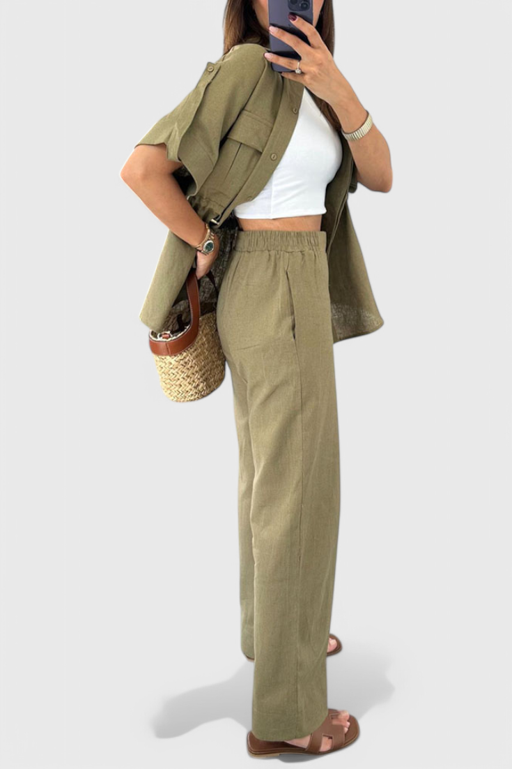 Conjunto de Camisa y Pantalones de Dos Piezas Relaxed