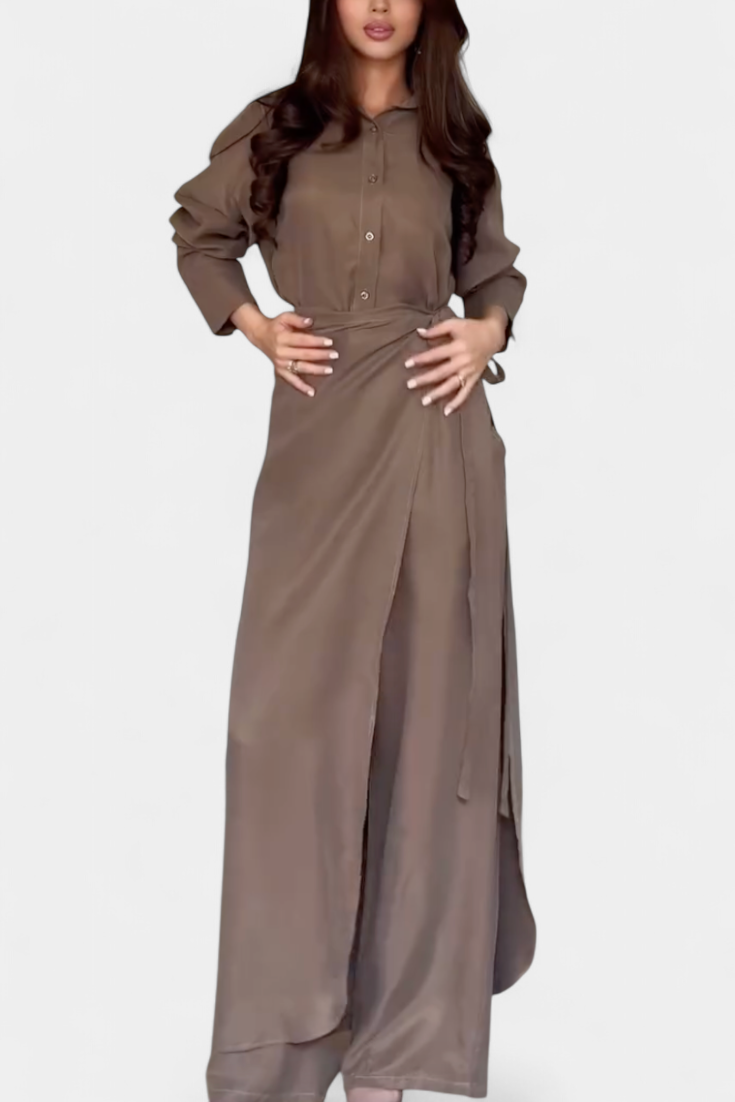 Conjunto Casual de Camisa Suelta y Pantalón Falda