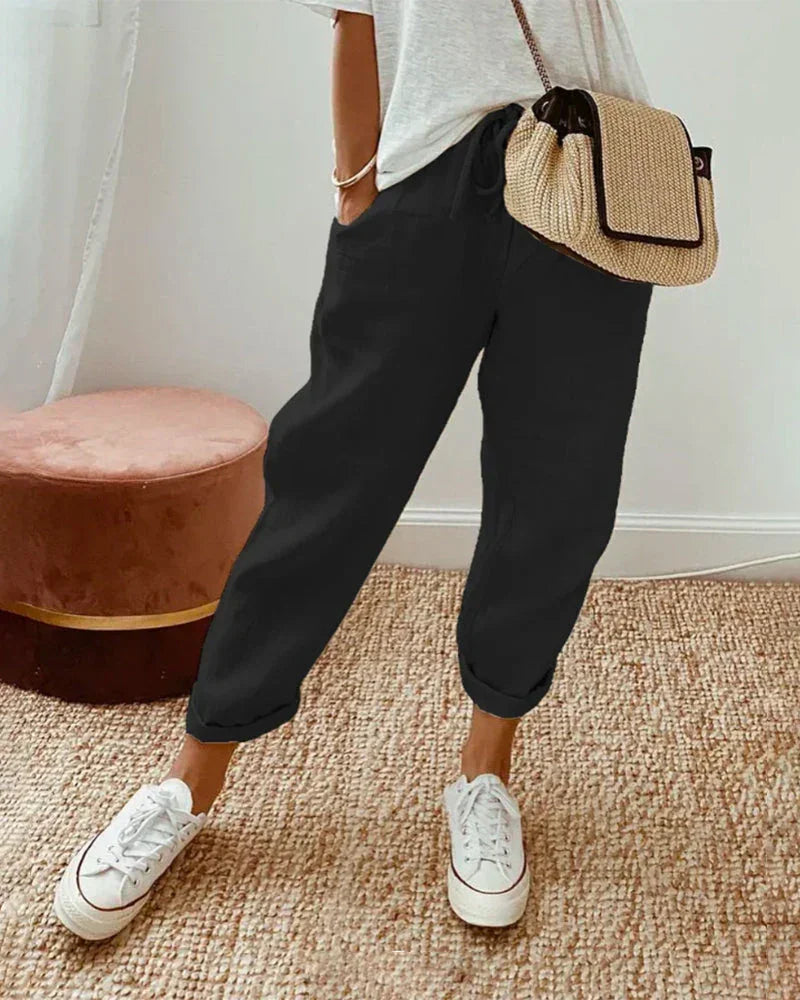 Pantalón elegante de algodón y lino – ¡Dos por uno!