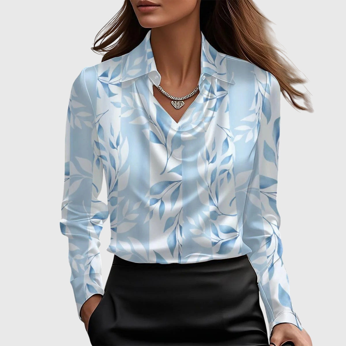 Antonia | Blusa con brillo lujoso y cuello plisado