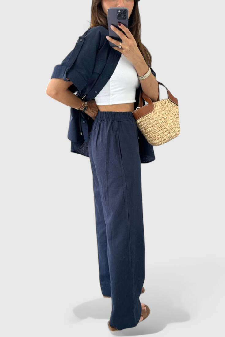 Conjunto de Camisa y Pantalones de Dos Piezas Relaxed