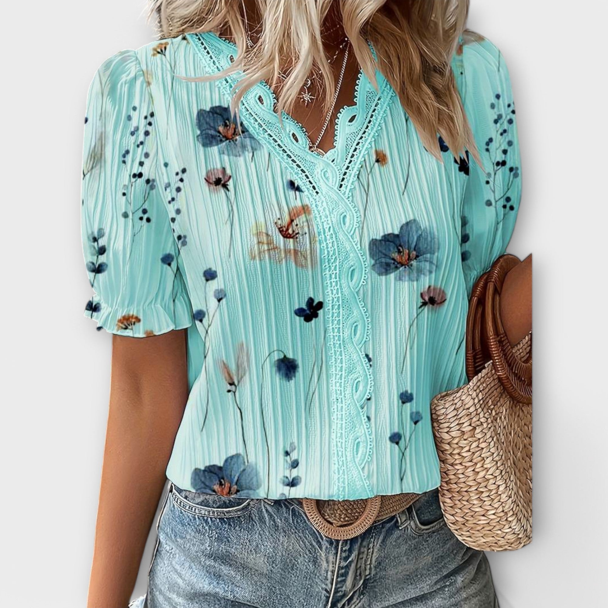Blusa de Moda con Escote en V
