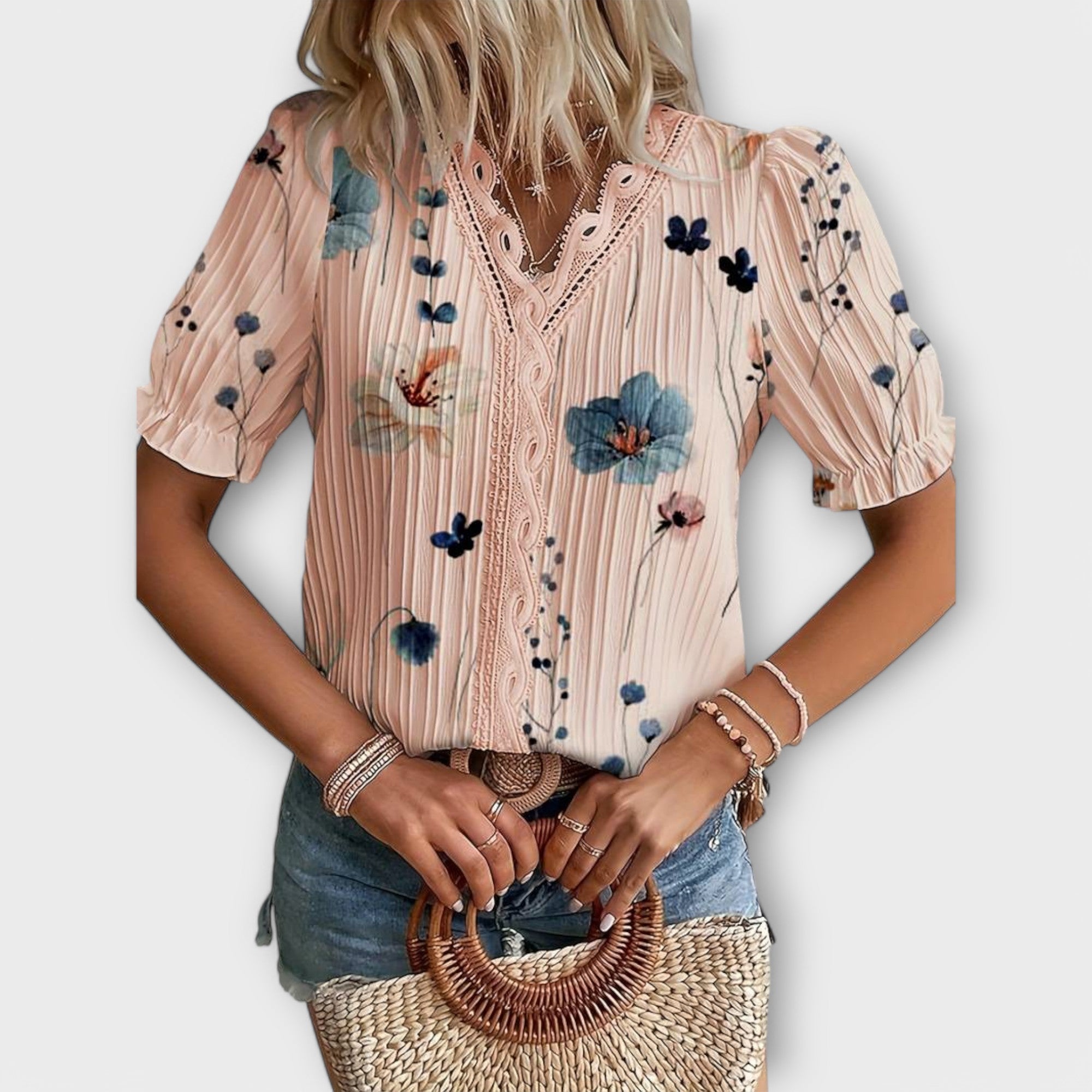 Blusa de Moda con Escote en V