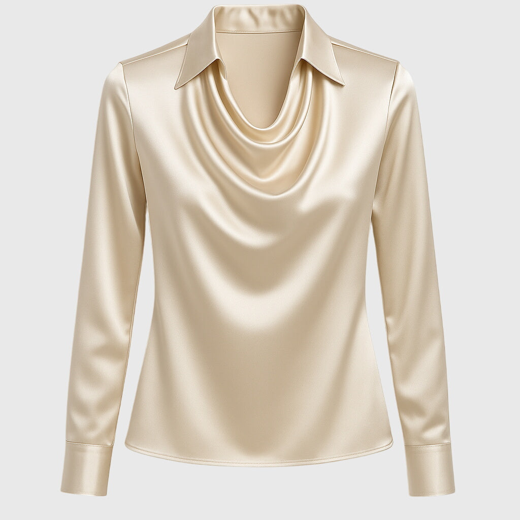 Antonia | Blusa con brillo lujoso y cuello plisado