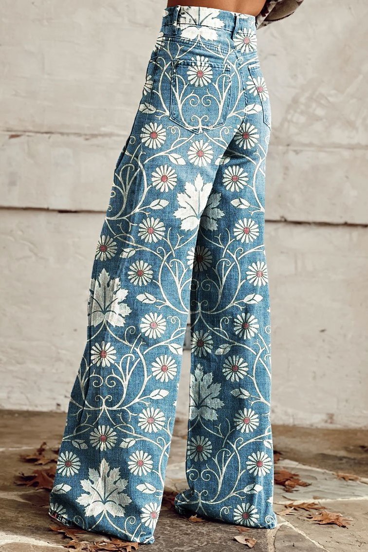 Pantalones Boho Elegantes con Estampado Floral
