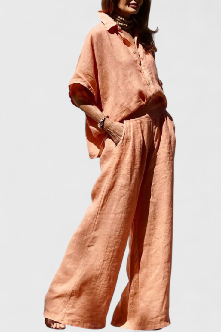 Conjunto Casual de Verano en Algodón-Lino