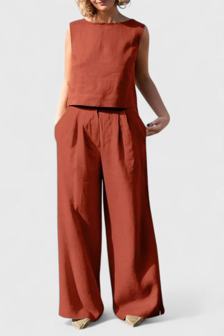 Conjunto Vintage Sin Mangas de Verano