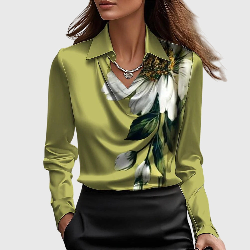 Antonia | Blusa con brillo lujoso y cuello plisado