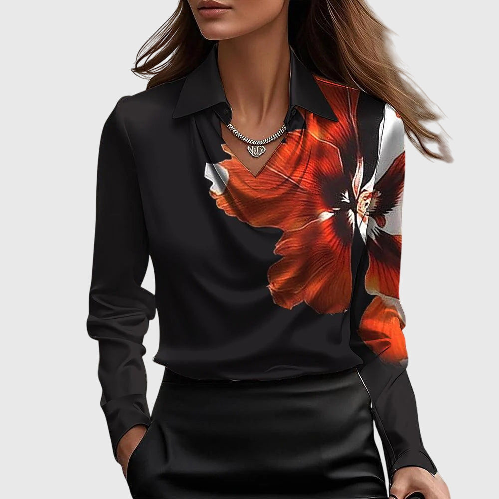 Antonia | Blusa con brillo lujoso y cuello plisado