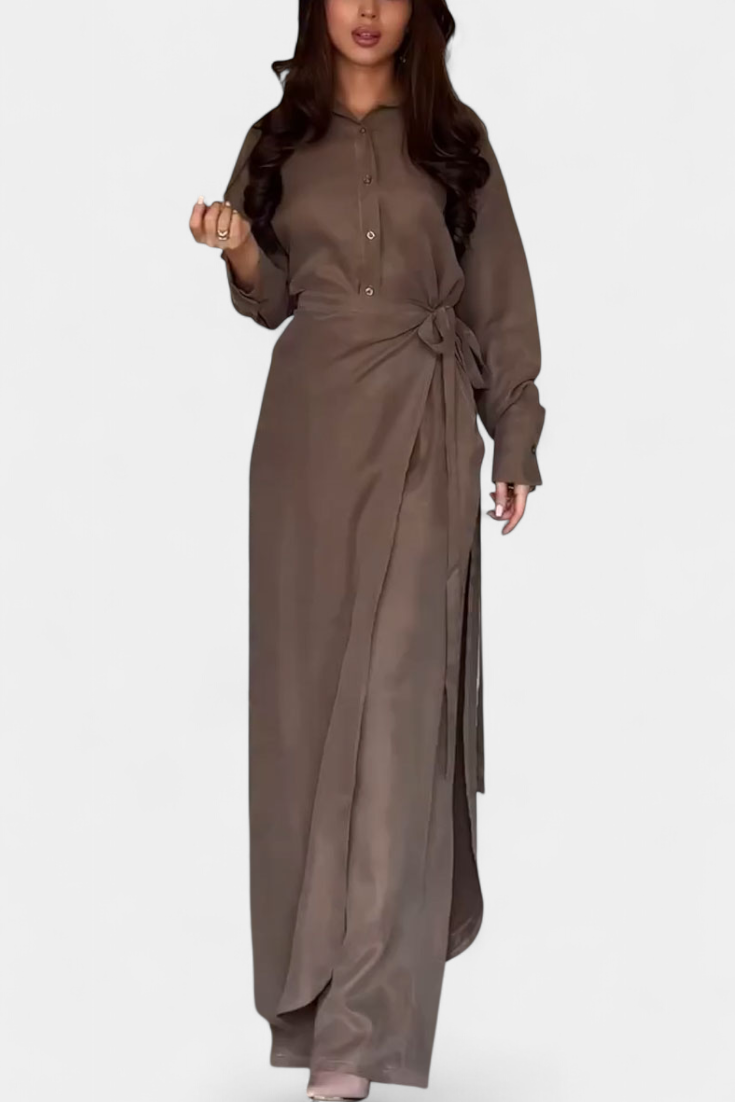 Conjunto Casual de Camisa Suelta y Pantalón Falda