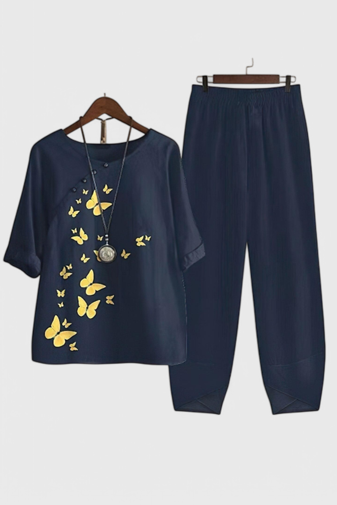 Conjunto Chic de Camisa y Pantalón con Estilo Relajado