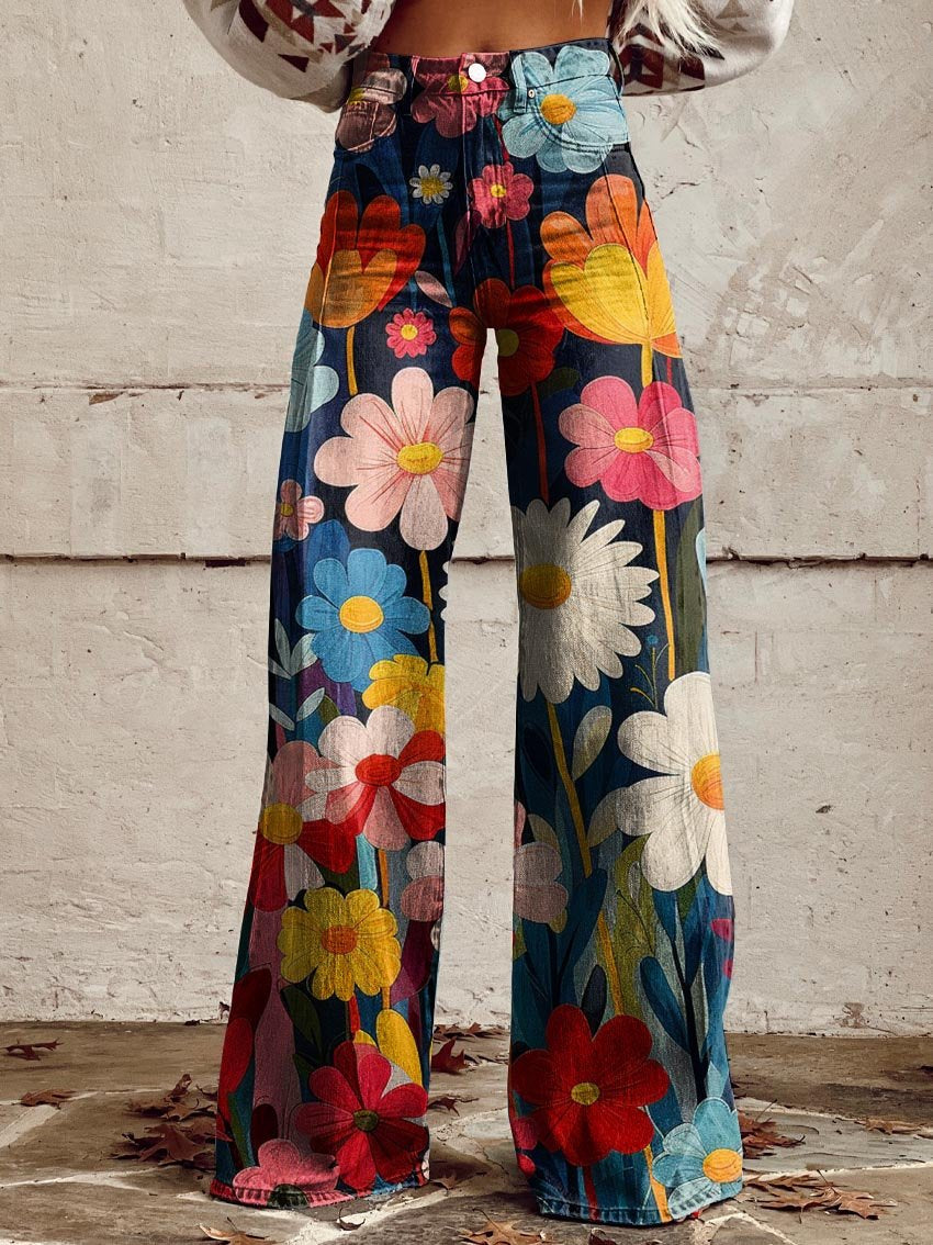 Pantalones Amplios con Flores, Elegantes y Modernos