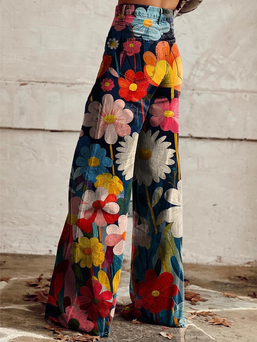 Pantalones Amplios con Flores, Elegantes y Modernos