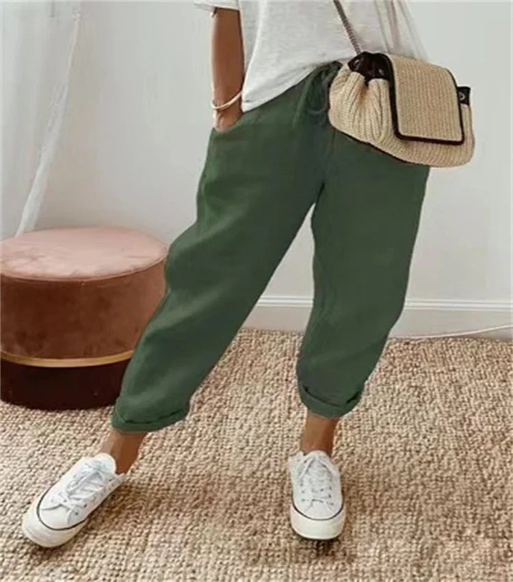Pantalón elegante de algodón y lino – ¡Dos por uno!